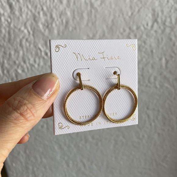 Mia Fiore Sterling Silver Gold Hoop Earring - Picture 4 of 5